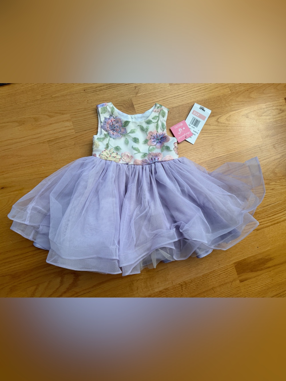 Rare editions Lilac Floral Tulle Party Dress 2t